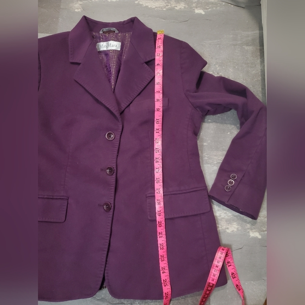 MaxMara Purple Wool Women's Long Sleeve Blazer. Size 14. Made In Italy. - Picture 12 of 13